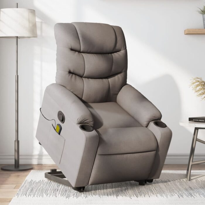 Fauteuil inclinable de massage Taupe Tissu – Image 1