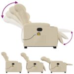 Fauteuil inclinable de massage Crème Tissu – Image 4