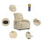Fauteuil inclinable de massage Crème Tissu – Image 5