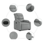 Fauteuil inclinable électrique gris clair tissu – Image 5