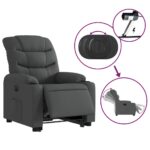 Fauteuil inclinable électrique gris foncé tissu – Image 3