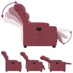 Fauteuil inclinable électrique rouge bordeaux tissu – Image 4