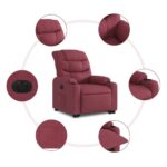 Fauteuil inclinable électrique rouge bordeaux tissu – Image 5