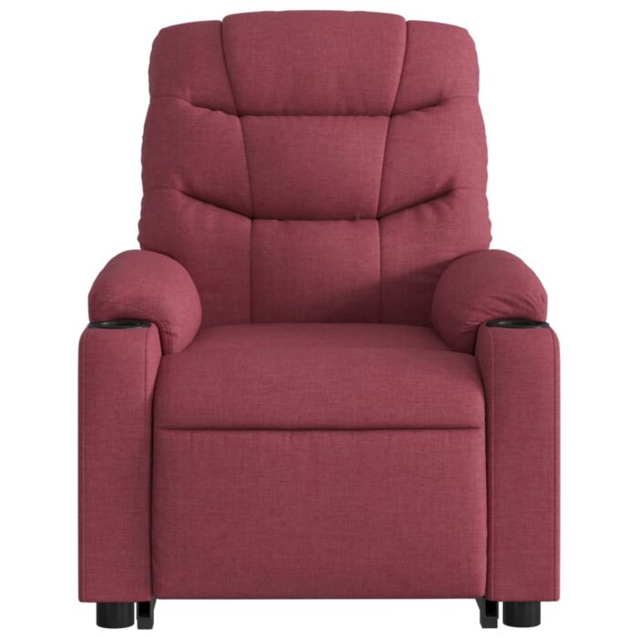 Fauteuil inclinable électrique rouge bordeaux tissu – Image 6