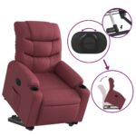 Fauteuil inclinable électrique rouge bordeaux tissu – Image 8