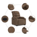Fauteuil inclinable électrique marron tissu – Image 5