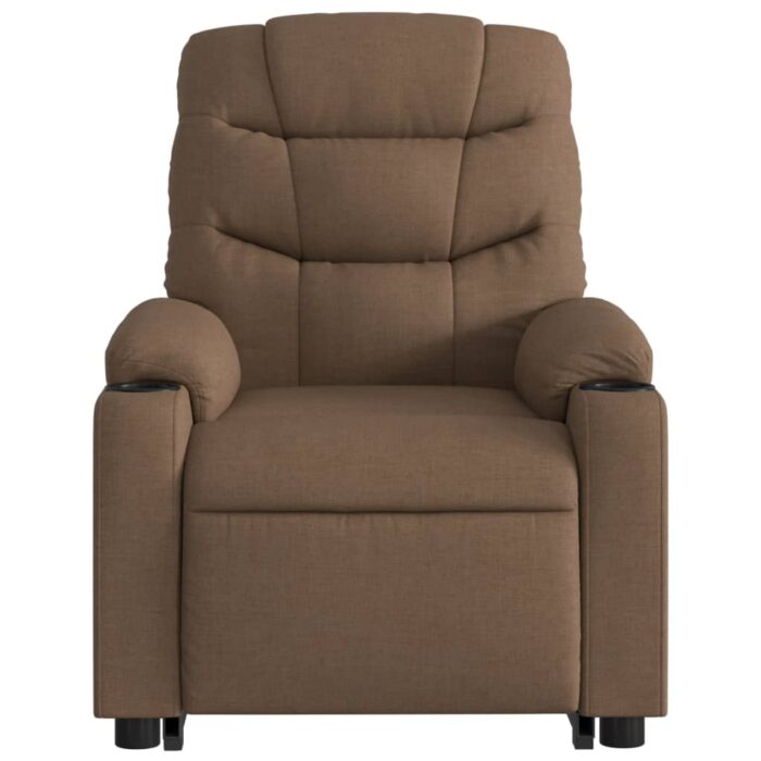 Fauteuil inclinable électrique marron tissu – Image 6