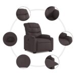 Fauteuil inclinable électrique marron foncé tissu – Image 5