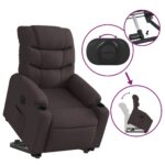 Fauteuil inclinable électrique marron foncé tissu – Image 8