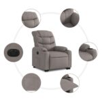 Fauteuil inclinable électrique taupe tissu – Image 5