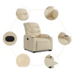 Fauteuil inclinable électrique crème tissu – Image 5