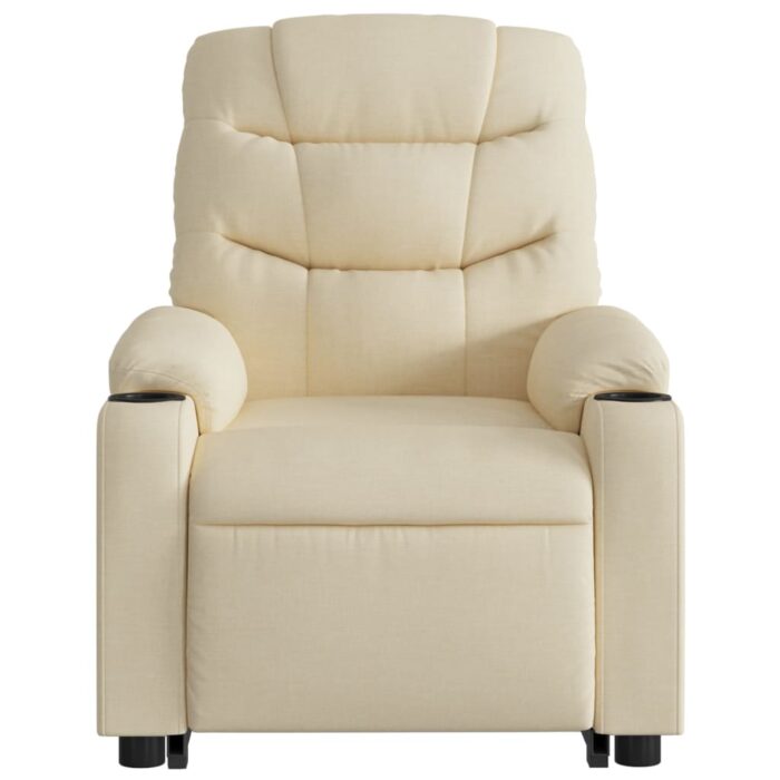 Fauteuil inclinable électrique crème tissu – Image 6
