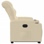 Fauteuil inclinable électrique crème tissu – Image 7