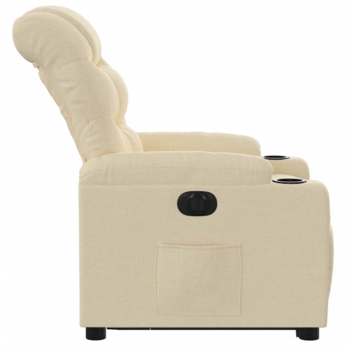 Fauteuil inclinable électrique crème tissu – Image 7
