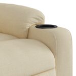 Fauteuil inclinable électrique crème tissu – Image 9