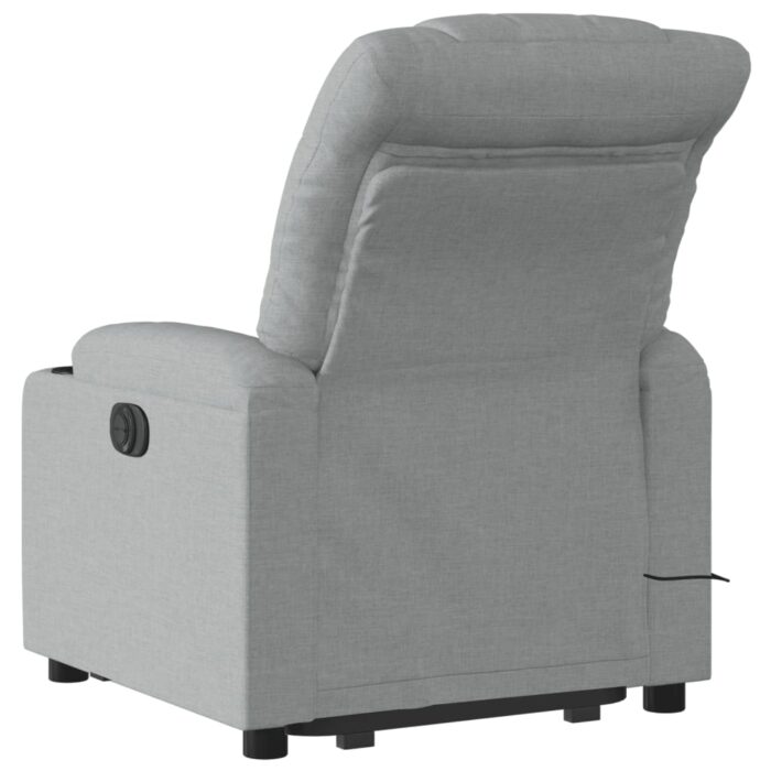 Fauteuil inclinable de massage électrique Gris clair Tissu – Image 2