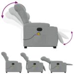 Fauteuil inclinable de massage électrique Gris clair Tissu – Image 4