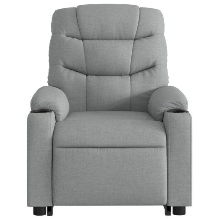 Fauteuil inclinable de massage électrique Gris clair Tissu – Image 6