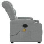 Fauteuil inclinable de massage électrique Gris clair Tissu – Image 7