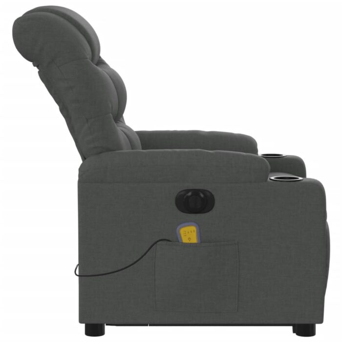 Fauteuil inclinable de massage électrique Gris foncé Tissu – Image 7