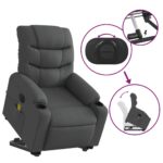 Fauteuil inclinable de massage électrique Gris foncé Tissu – Image 8