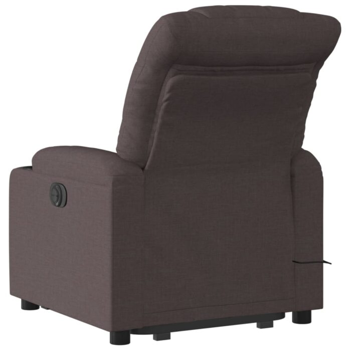 Fauteuil inclinable de massage électrique Marron foncé Tissu – Image 2