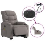 Fauteuil inclinable de massage électrique Taupe Tissu – Image 3