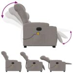 Fauteuil inclinable de massage électrique Taupe Tissu – Image 4