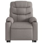 Fauteuil inclinable de massage électrique Taupe Tissu – Image 6