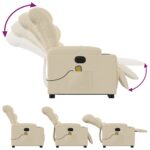 Fauteuil inclinable de massage électrique Crème Tissu – Image 4