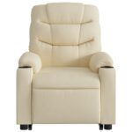 Fauteuil inclinable de massage électrique Crème Tissu – Image 6