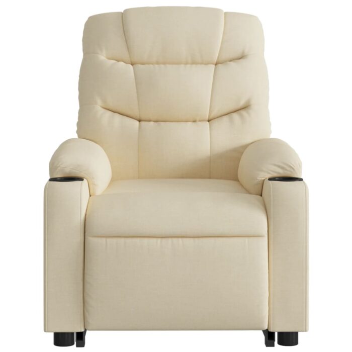Fauteuil inclinable de massage électrique Crème Tissu – Image 6