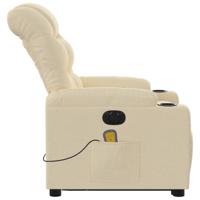 Fauteuil inclinable de massage électrique Crème Tissu – Image 7