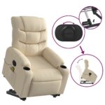 Fauteuil inclinable de massage électrique Crème Tissu – Image 8