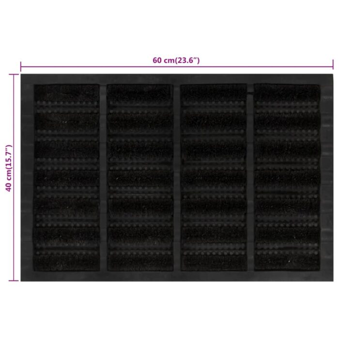 Paillasson rectangulaire 40x60 cm caoutchouc et fibre de coco – Image 5