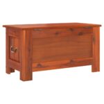 Coffre de rangement avec couvercle marron bois massif d'acacia – Image 4
