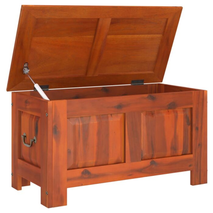 Coffre de rangement avec couvercle marron bois massif d'acacia – Image 5
