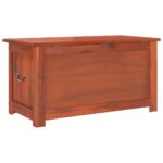 Coffre de rangement avec couvercle marron bois massif d'acacia – Image 4