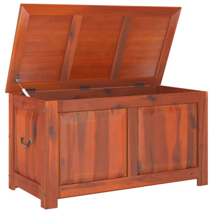 Coffre de rangement avec couvercle marron bois massif d'acacia – Image 5