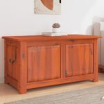 Coffre de rangement avec couvercle marron bois massif d'acacia