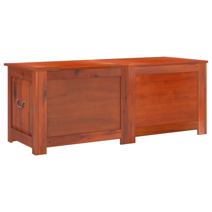 Coffre de rangement avec couvercle marron bois massif d'acacia – Image 4