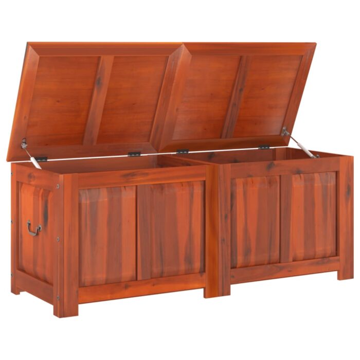 Coffre de rangement avec couvercle marron bois massif d'acacia – Image 5