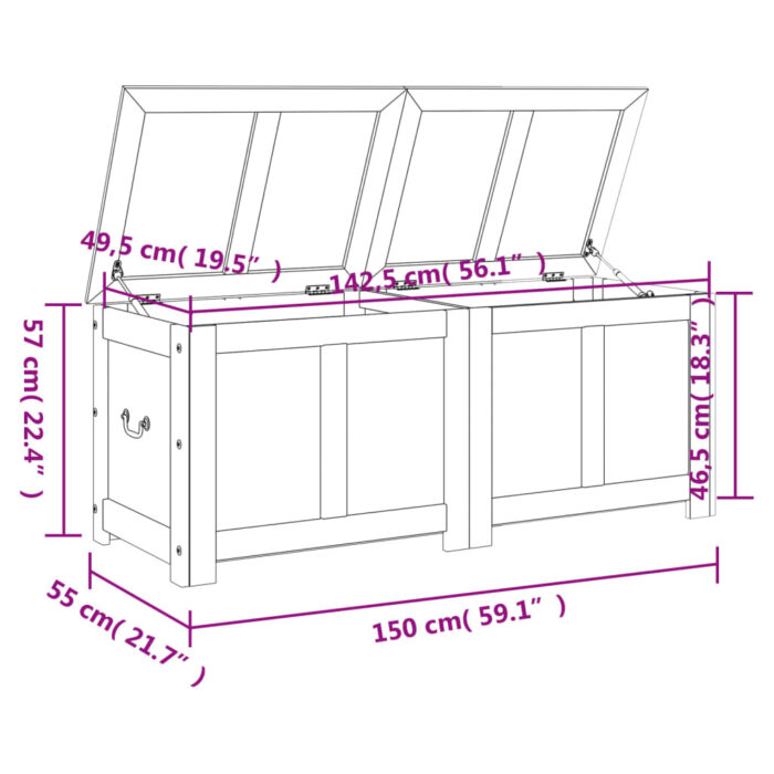 Coffre de rangement avec couvercle marron bois massif d'acacia – Image 7