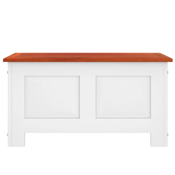 Coffre de rangement et couvercle marron et blanc bois d'acacia – Image 2
