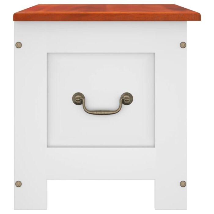 Coffre de rangement et couvercle marron et blanc bois d'acacia – Image 3