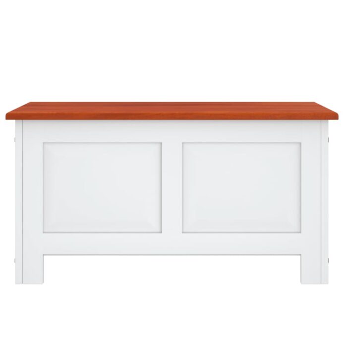 Coffre de rangement et couvercle marron et blanc bois d'acacia – Image 2