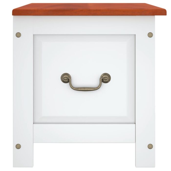 Coffre de rangement et couvercle marron et blanc bois d'acacia – Image 3