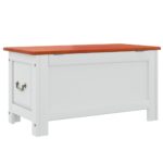 Coffre de rangement et couvercle marron et blanc bois d'acacia – Image 4