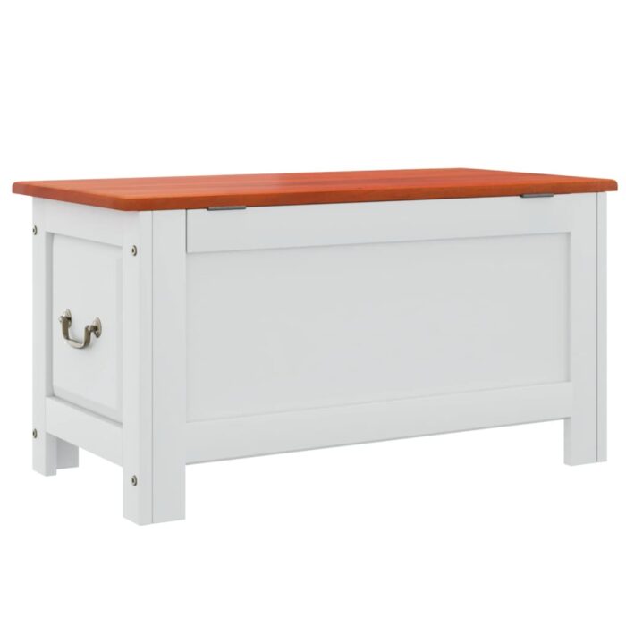 Coffre de rangement et couvercle marron et blanc bois d'acacia – Image 4