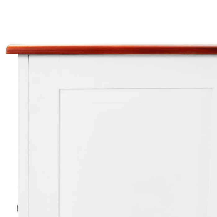 Coffre de rangement et couvercle marron et blanc bois d'acacia – Image 6